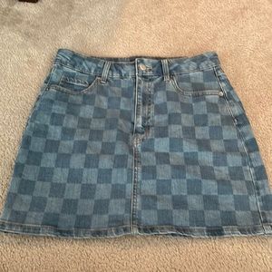 Checkered jean skirt